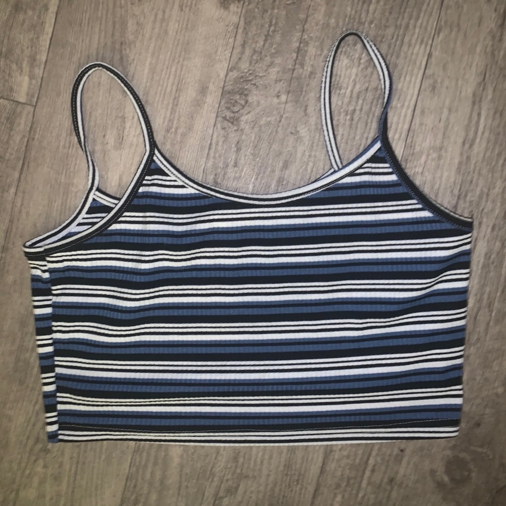 blue striped crop top